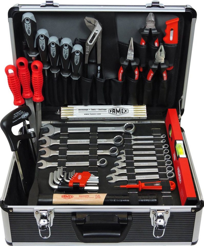 FAMEX Werkzeugset 749-88 Profi Werkzeugkoffer gefüllt mit Werkzeug Set -  PROFESSIONAL, abschließbar