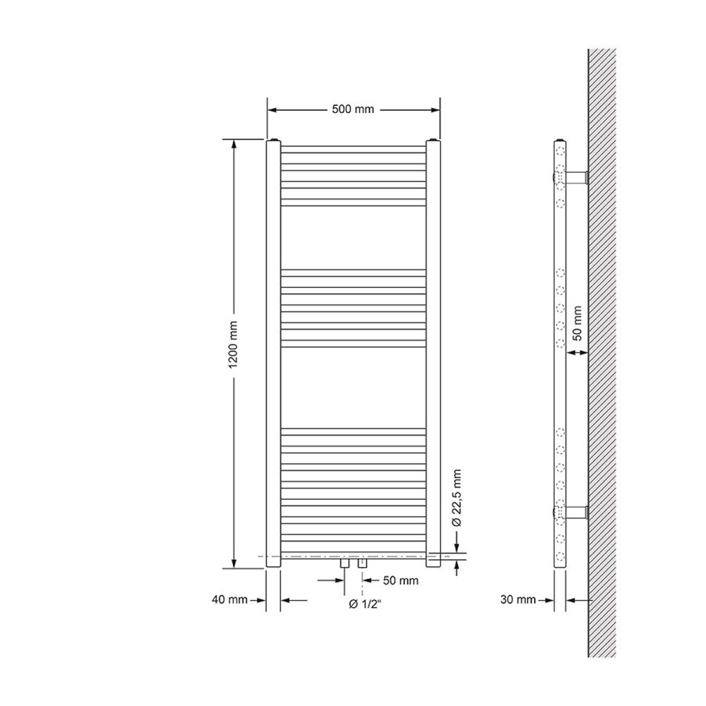 LuxeBath Badheizkörper Sahara Heizkörper Handtuchtrockner Badezimmer Heizung für Handtücher, Design Handtuchheizkörper Handtuchwärmer Mittelanschluss gerade 410 – Bild 4 von 5