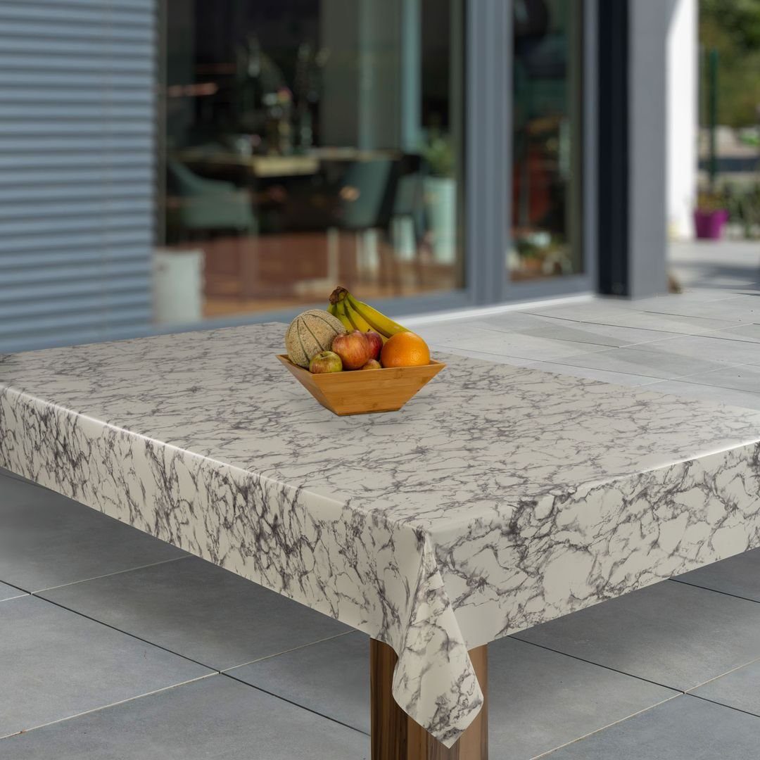 laro Tischdecke Wachstuch-Tischdecken Abwaschbar Marmor Weiß Schwarz Grau r günstig online kaufen