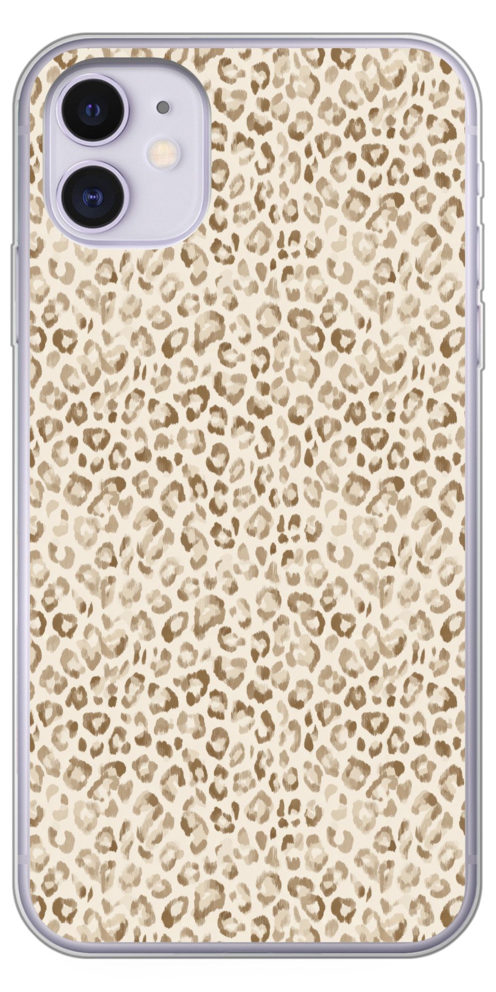 MuchoWow Handyhülle für Apple iPhone 11 Leopard - Klassisch - Beige, Smartphone-Bumper, Print, Handy Schutzhülle Dünn