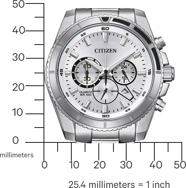 Citizen Chronograph AN8200-50A, Armbanduhr, Quarzuhr, Herrenuhr, Edelstahlarmband