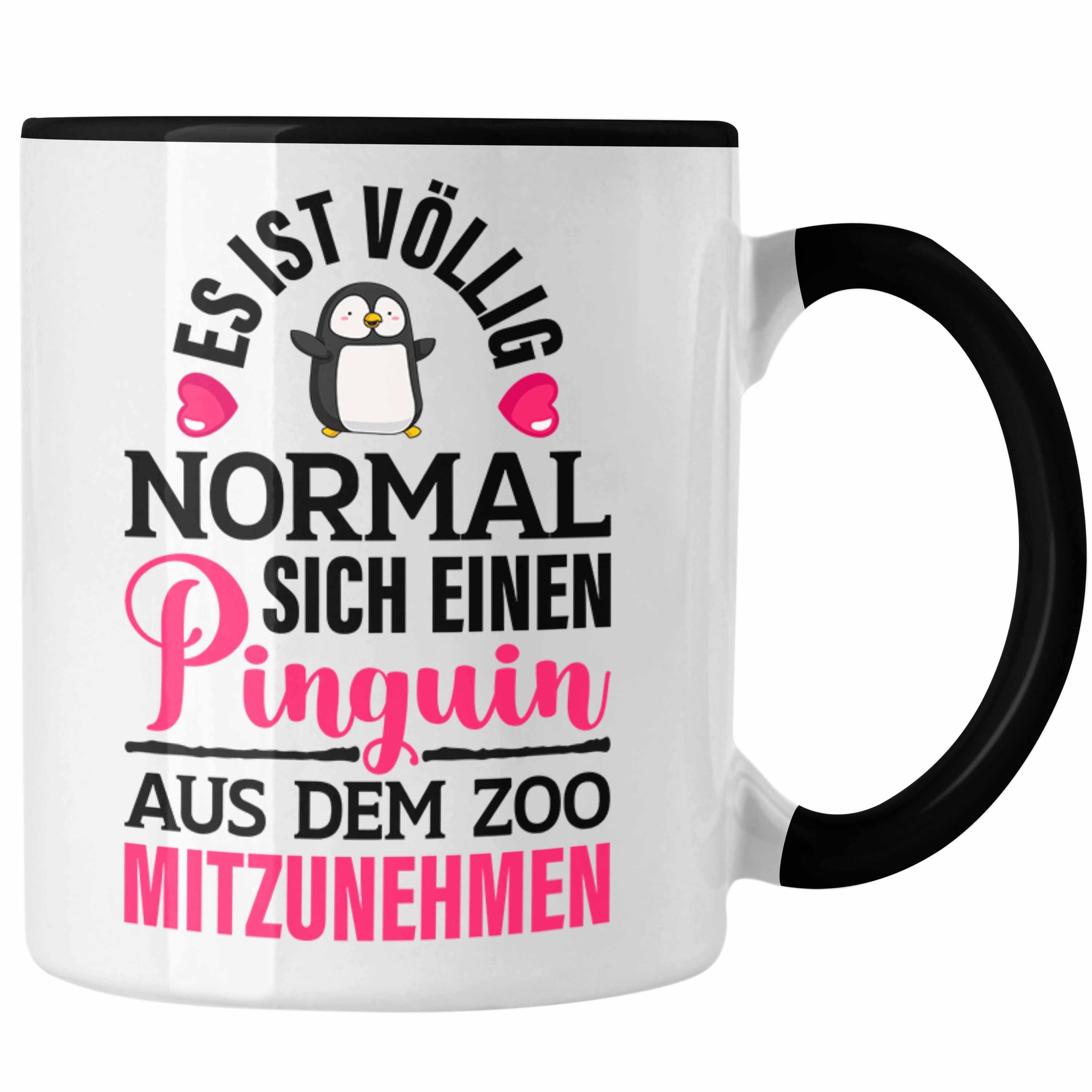 Trendation Tasse Trendation - Pinguin Geschenk Tasse Kinder Liebe Spruch Kollegin Schwarz