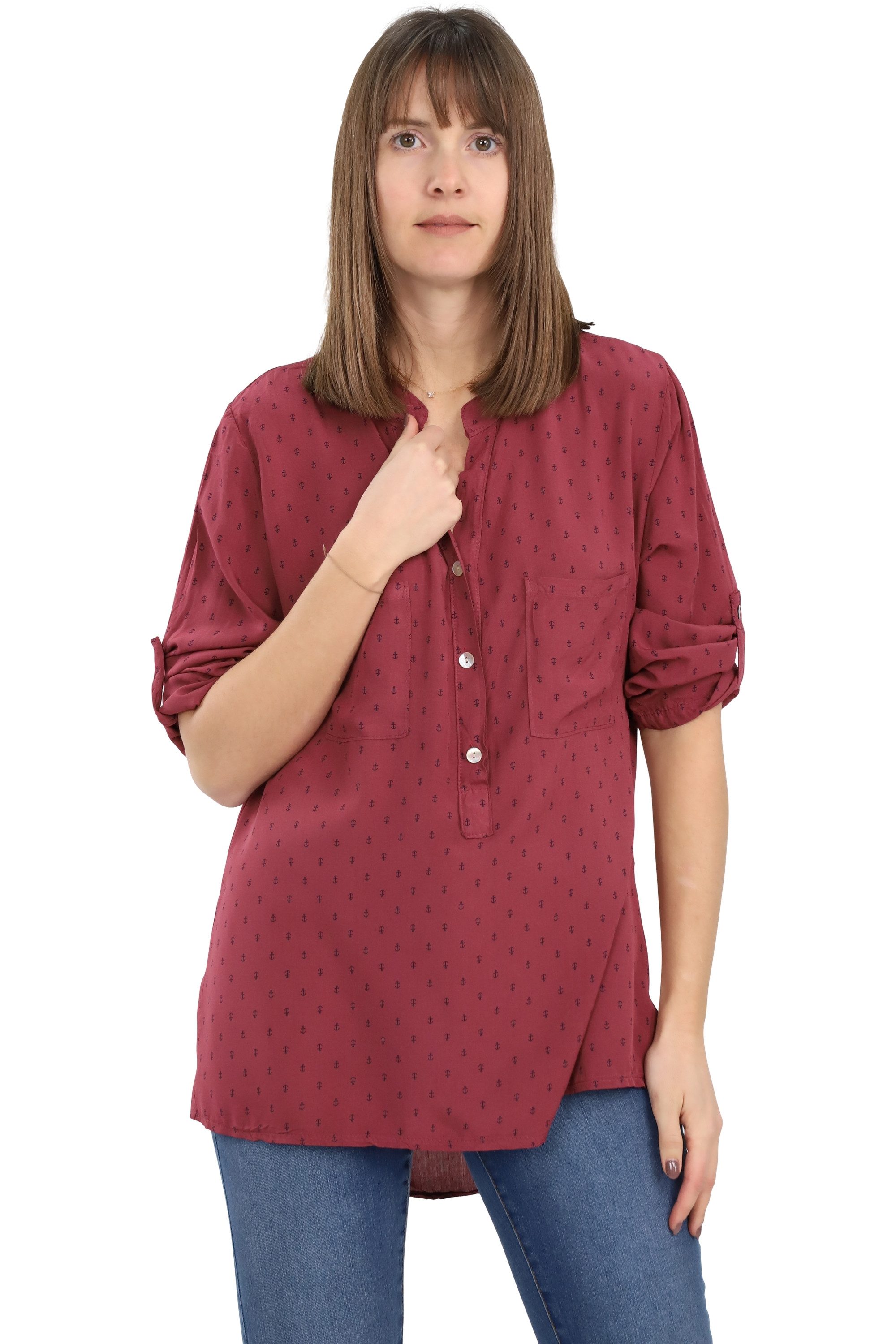 Schlupfbluse malito Damen Bluse mit Anker Print, Tunika mit ¾ Armen, Blusenshirt