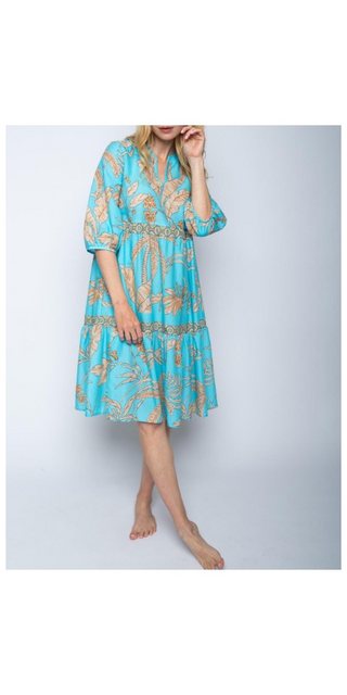 Emily Van Den Bergh Blusenkleid Volantkleid EMILY VAN DEN BERGH aqua sand B günstig online kaufen