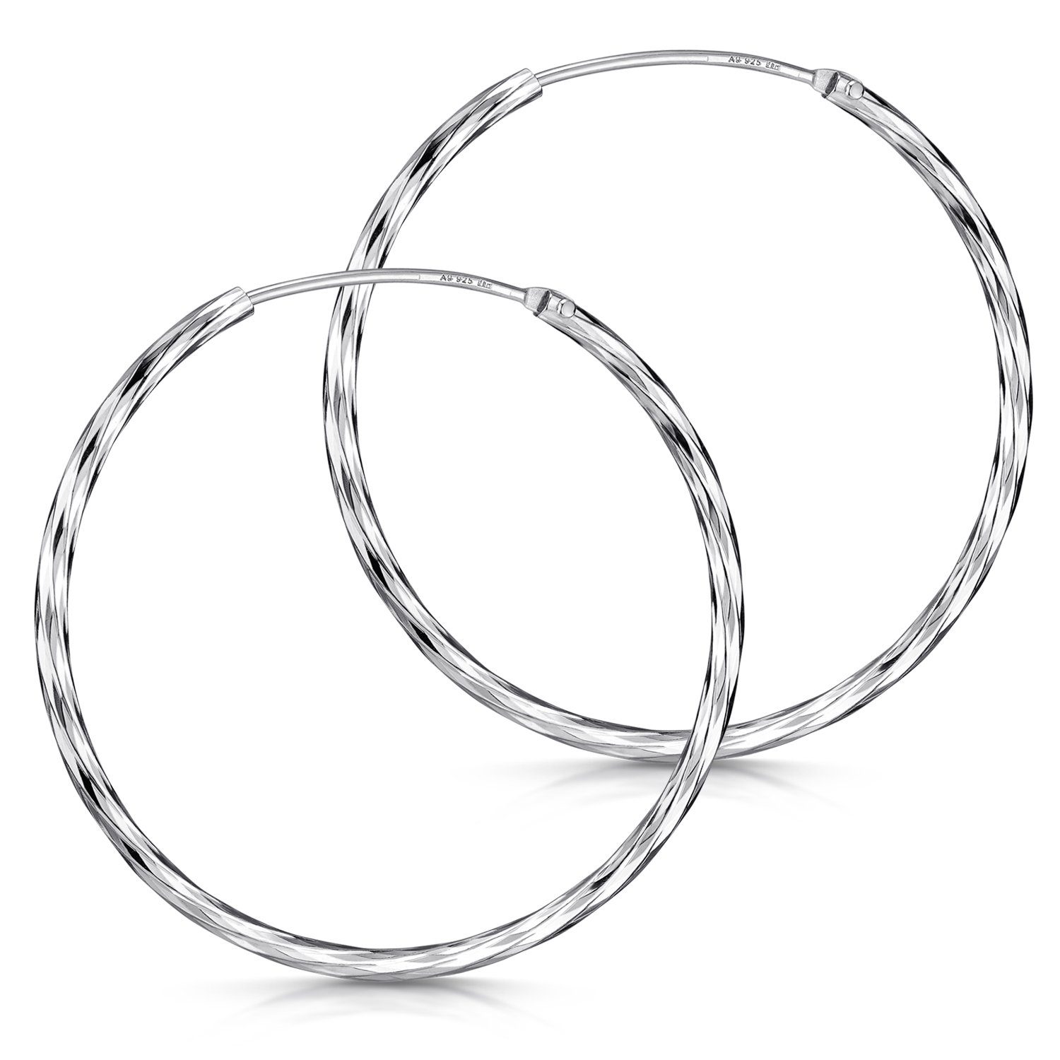Materia Paar Creolen Damen Silber gekordelt günstig online kaufen