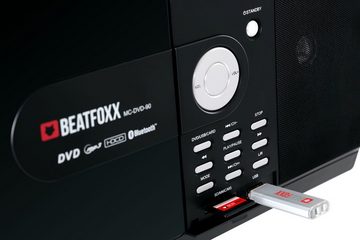 Beatfoxx MC-DVD-90 Vertikal Stereoanlage (UKW/MW-Radio, 6,00 W, Microanlage mit DVD-Player, CD/MP3, USB/SD, Bluetooth, HDMI und AUX)