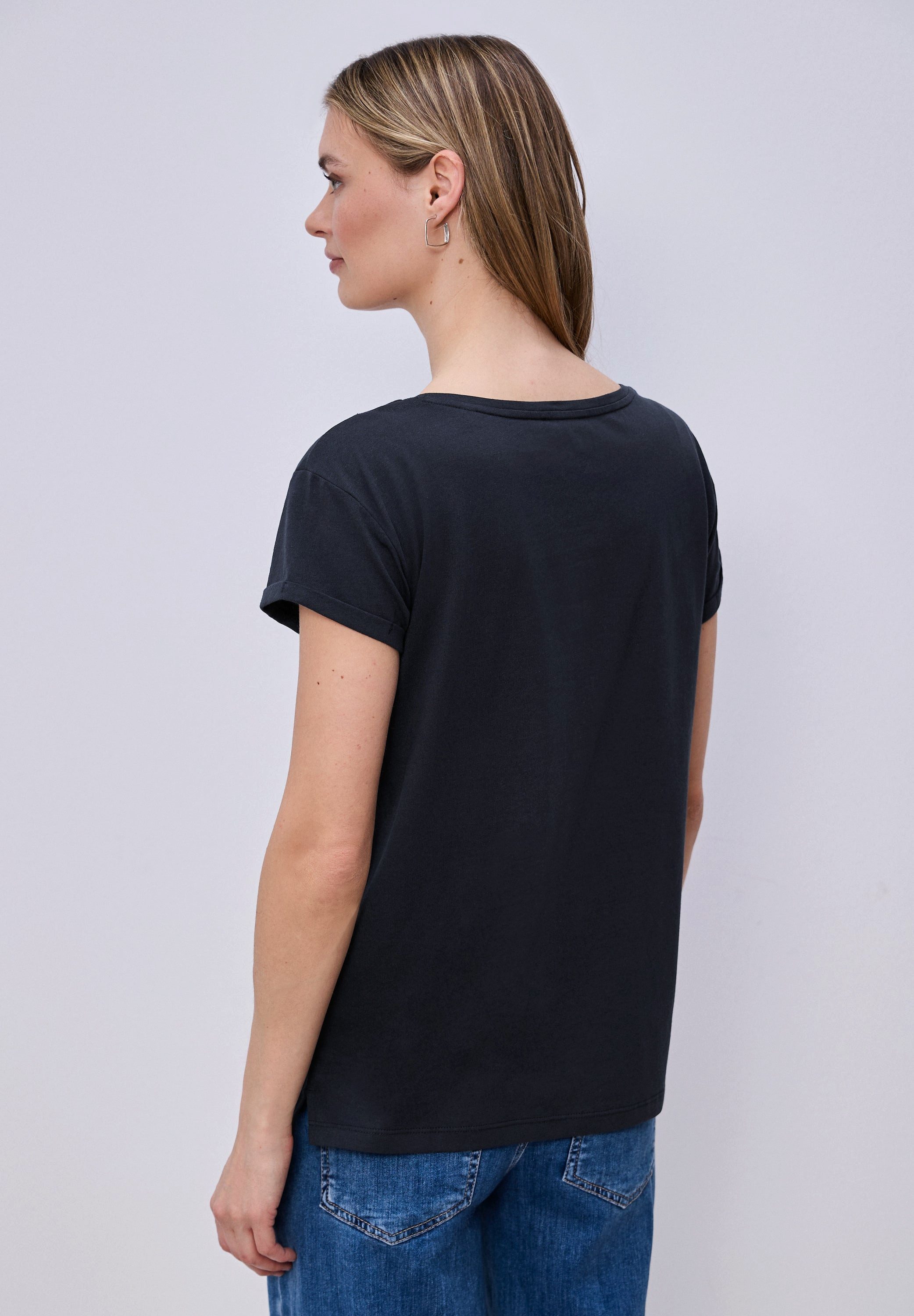 STREET ONE T-Shirt Kurzarm Shirt mit floralem Artwork (1-tlg) günstig online kaufen