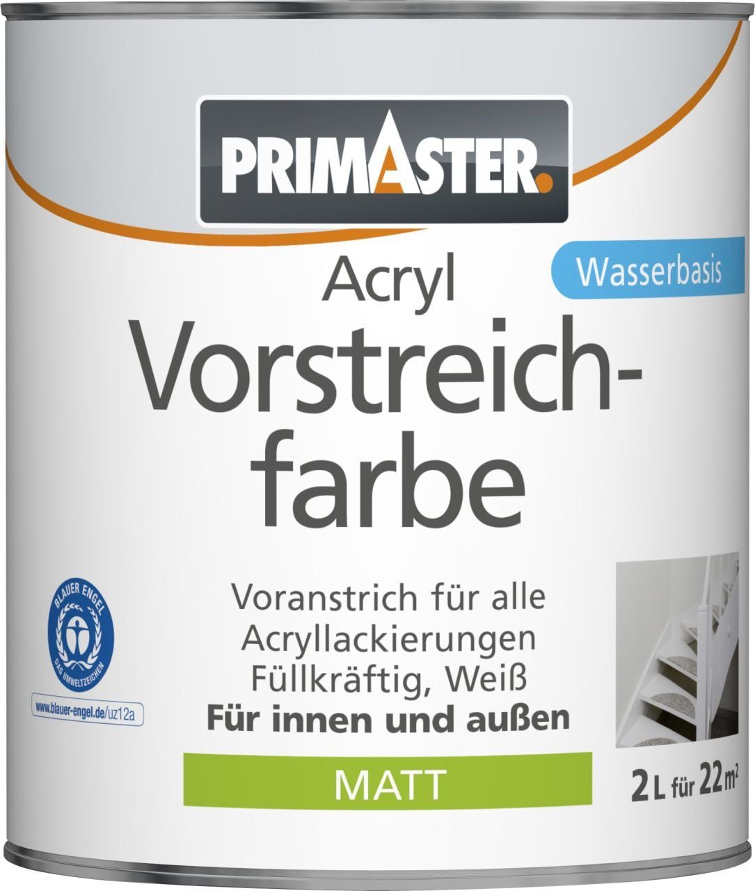 Primaster Grundierfarbe Primaster Acryl Vorstreichfarbe 2 L weiß matt