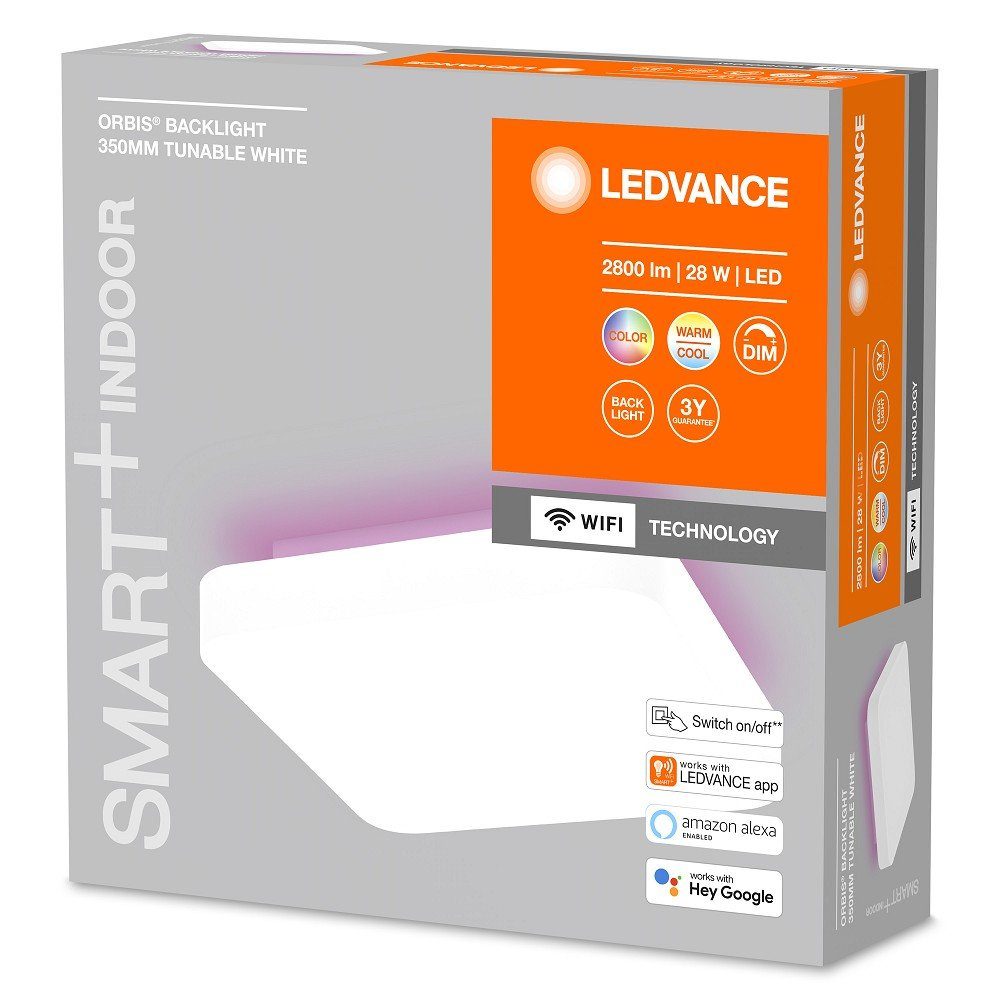 Ledvance LED RGB WIFI Orbis Square Deckenleuchte SMART+ Backlite