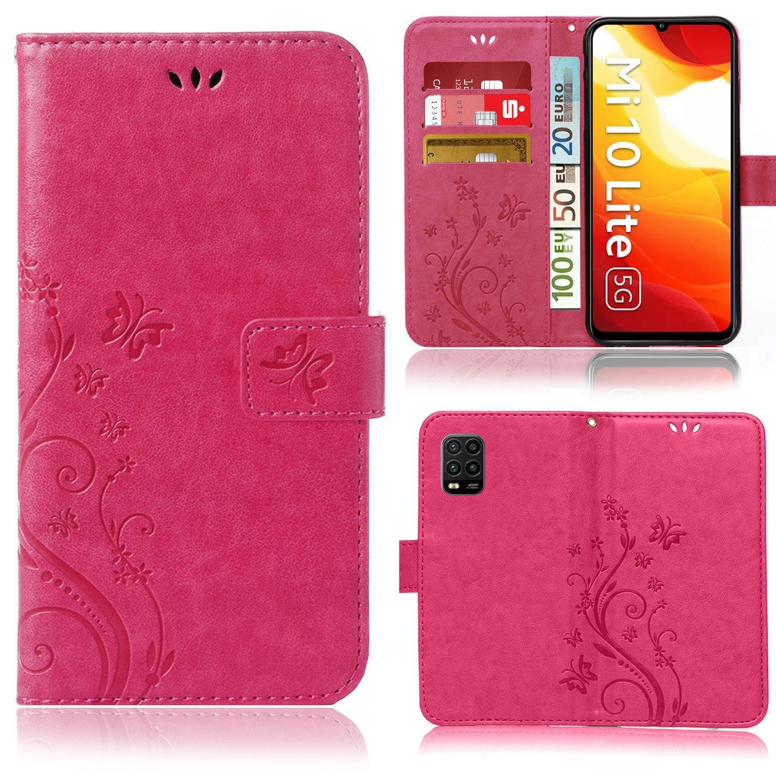 Numerva Handyhülle Bookstyle Flower für Xiaomi Mi 10 lite, Handy Tasche Schutzhülle Klapphülle Flip Cover mit Blumenmuster