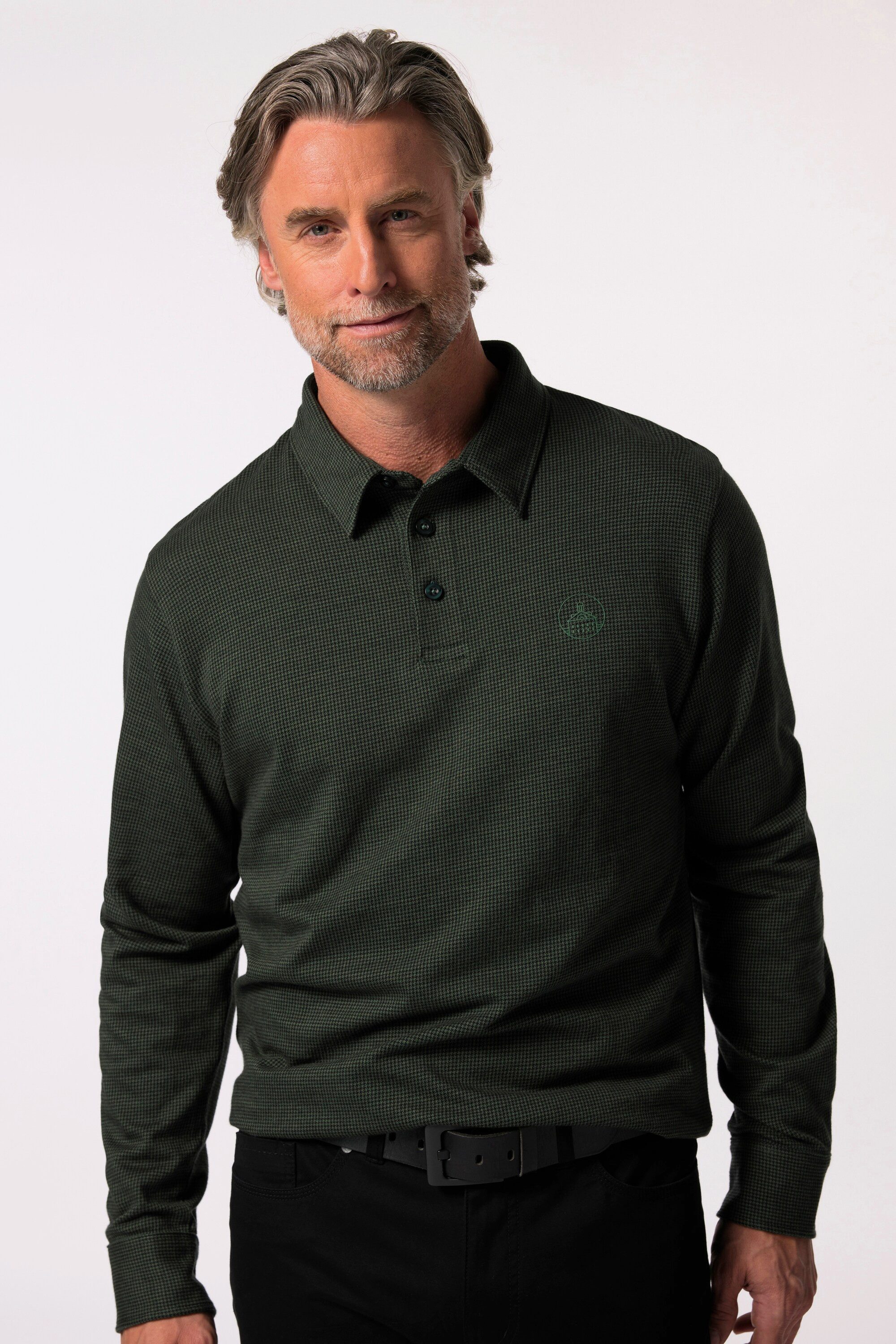 Poloshirt Poloshirt Langarm Minimal-Muster