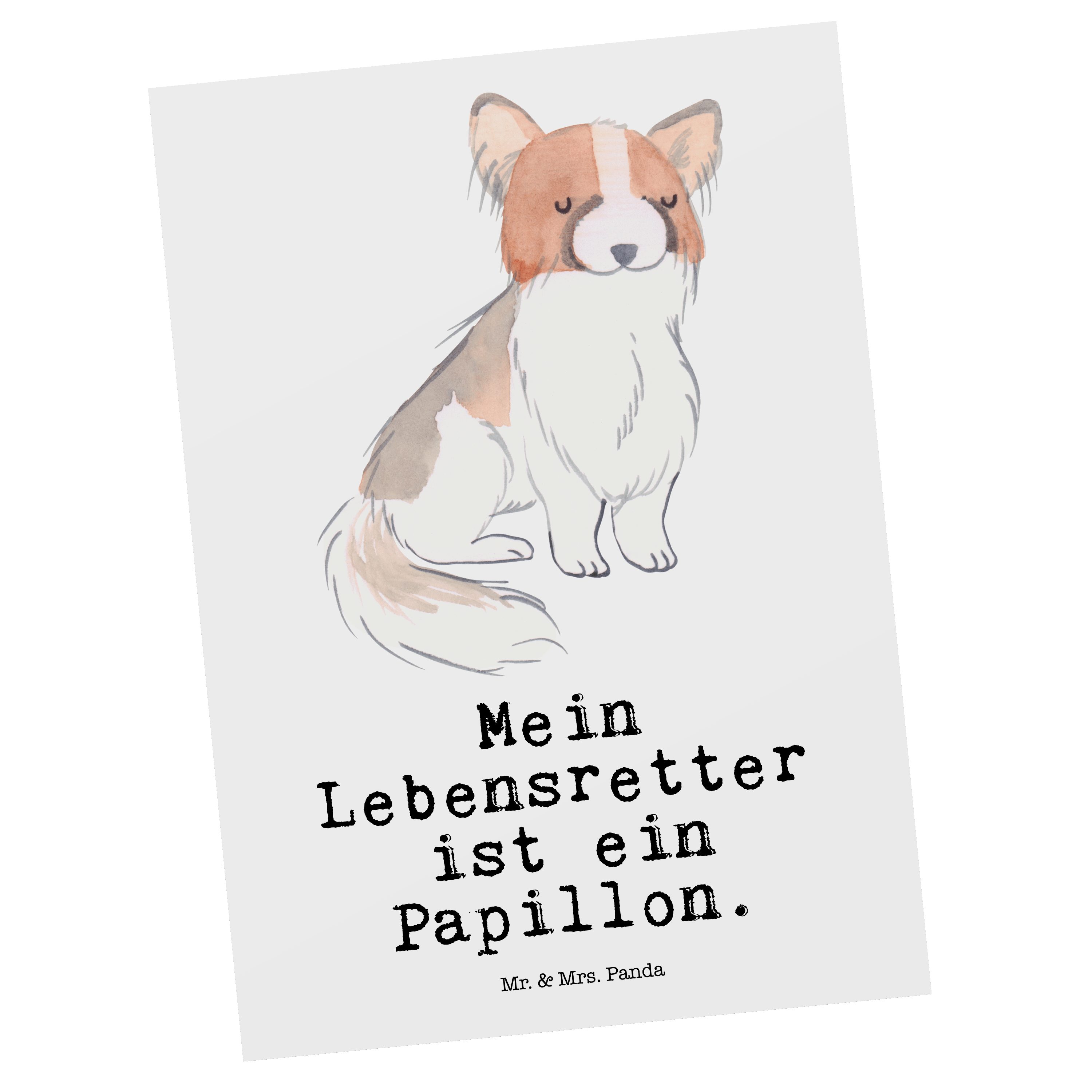 Mr. & Mrs. Panda Postkarte Papillon Lebensretter - Weiß - Geschenk, Einladungskarte, Schenken, K