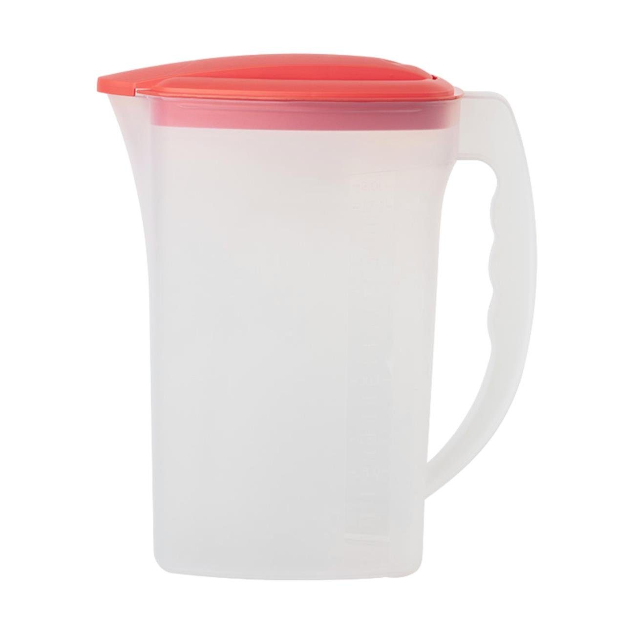Engelland Wasserkrug Getränkekkrug mit Füllskala und abnehmbarem Deckel, (Vorteils-Set, 1-tlg., 2 Liter Fassungsvermögen je Krug), BPA-frei, frostbeständig, spülmaschinengeeignet, Kühlschrankkrug