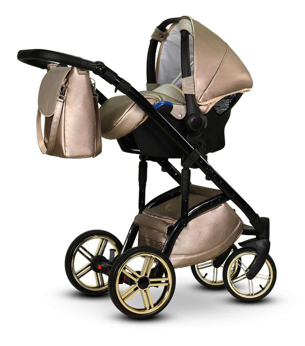 babies-on-wheels Farben Champagner-Dekor in Lux in 3 Kinderwagen-Set Vip 12 16 Kombi-Kinderwagen 1 - - Teile