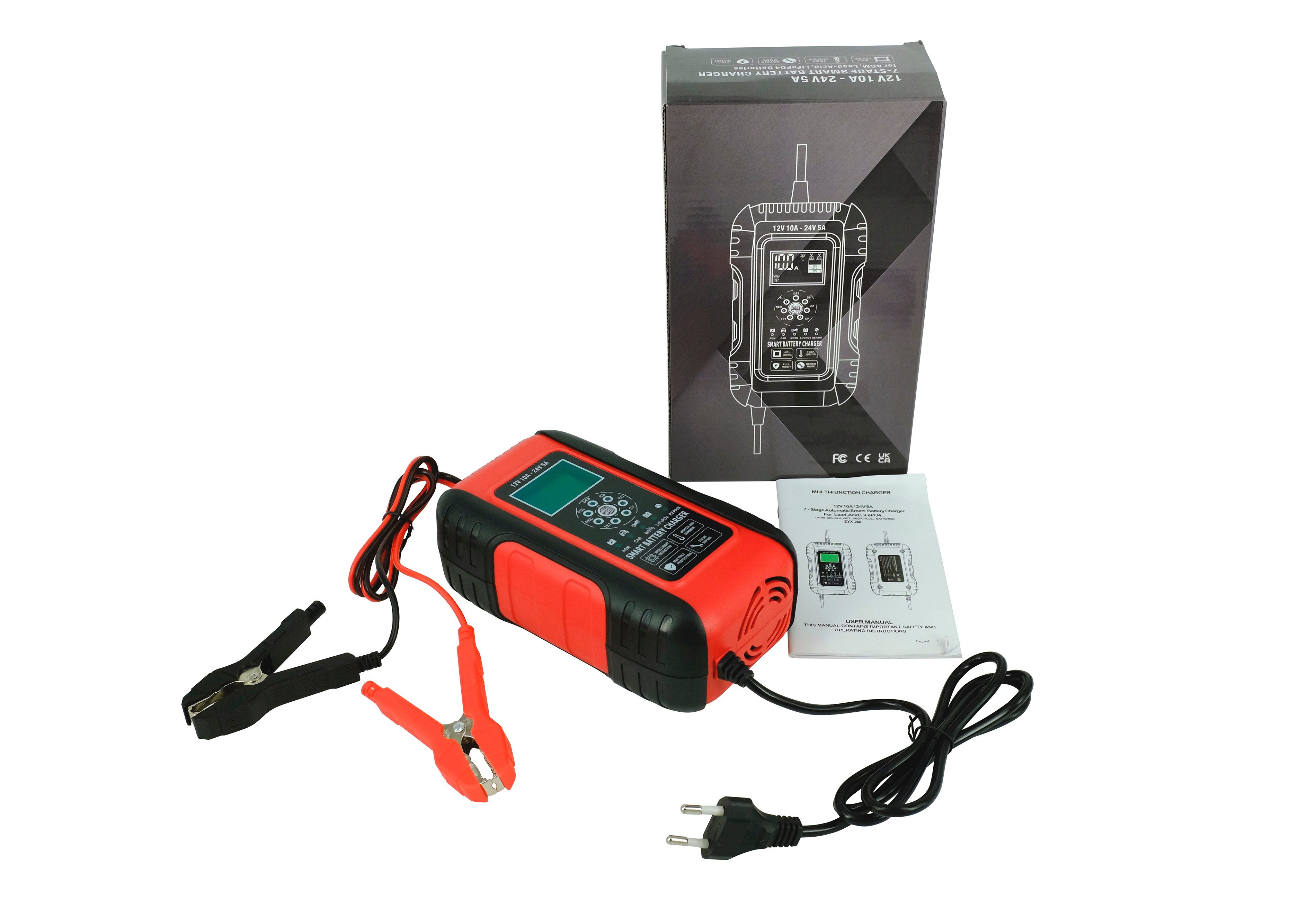 PowerSmart Elektroauto-Ladestation, 7-stufiges Autobatterieladegerät für Wet/GEL/SLA/LiFePO4/Lead-Acid/AGM Batterien, 1-St.