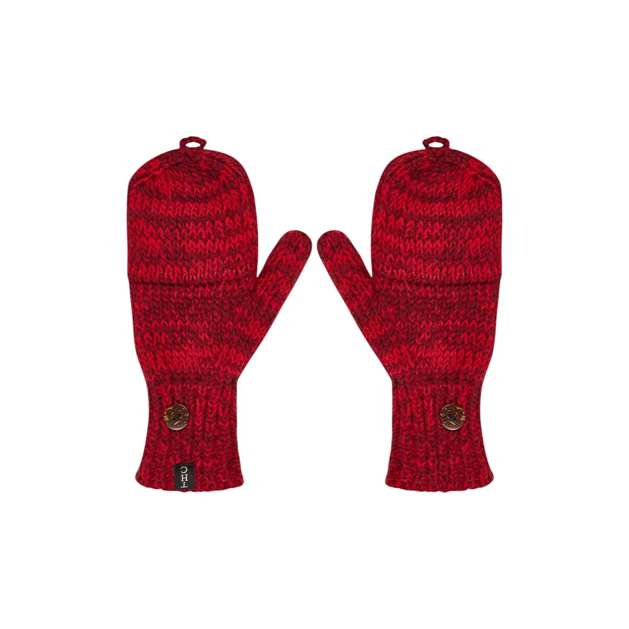 THC Natural Line Strickhandschuhe THC Klapphandschuhe 715 rot (1-St., 1 Paar) abklappbare Fingerspitzen