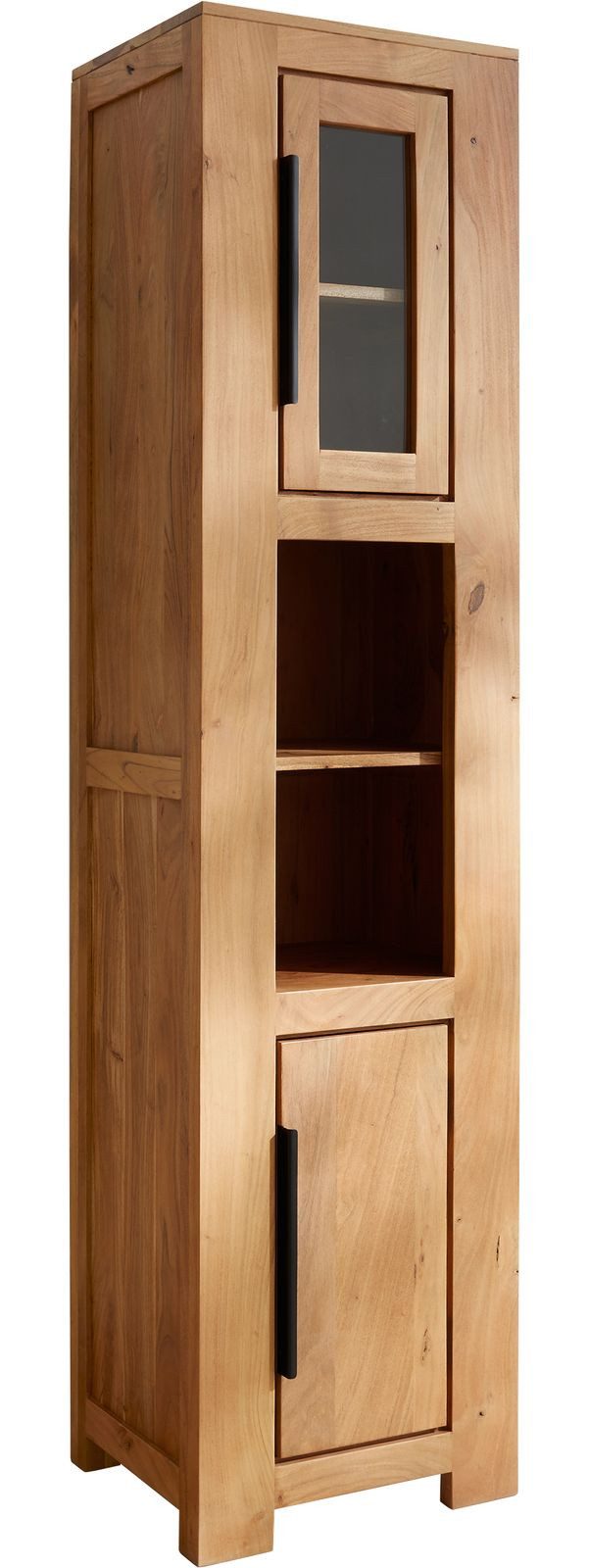 DELIFE Badezimmer-Set Solidu, Akazie Natur 45x185 cm Hochschrank