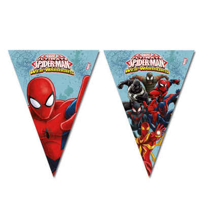 Folat Hängedekoration Ultimate Spider-Man Wimpelkette 3 m, Partydeko für Deine Spiderman-Mottoparty zum Geburtstag!