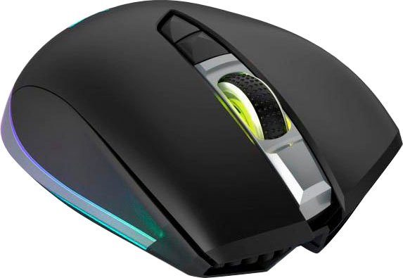 uRage PC Gaming Maus kabellos, ergonomisch, optisch, Rechtshänder, Schwarz Gaming-Maus (Funk)