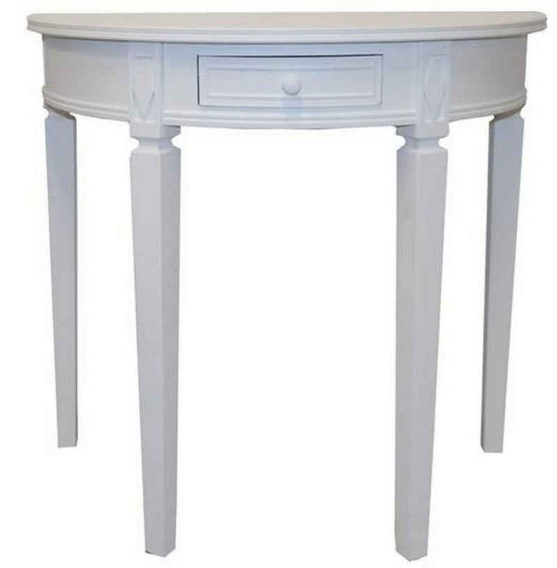 elbmöbel Konsolentisch Tisch weiß halbrund Landhaus (FALSCH), Konsolentisch: 1 Schublade 80x75x40 cm weiß Landhausstil