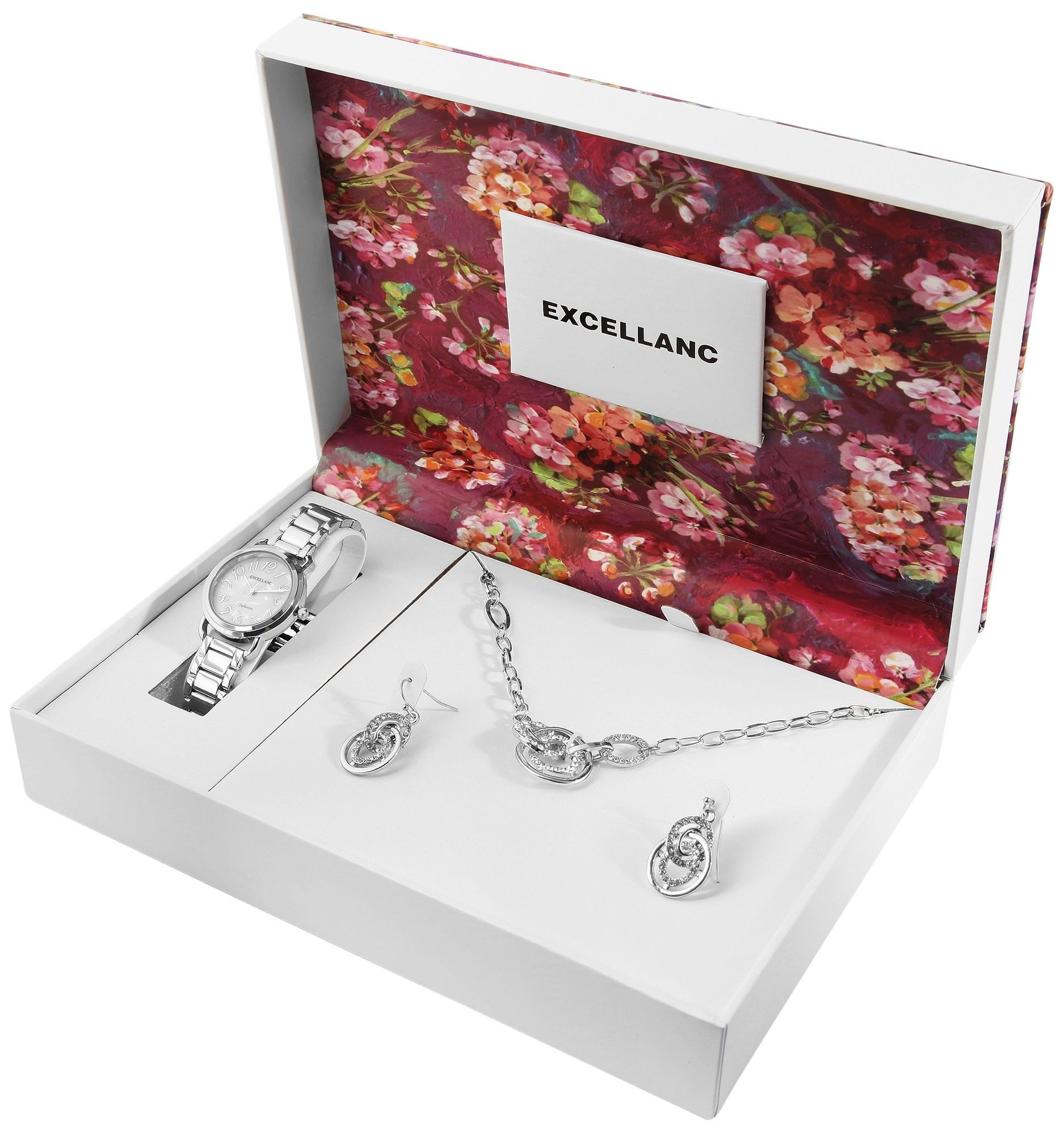 Schmuckset EX0600 Excellanc Damen Geschenkset mit Uhr, Ohrringen und