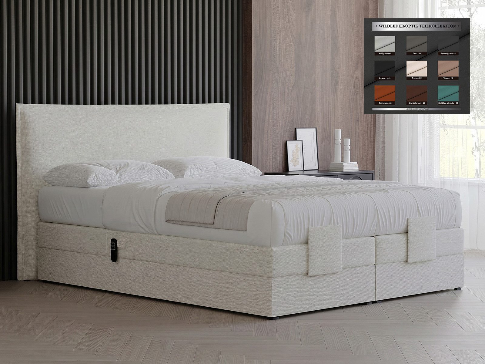 PAARA Boxspringbett elektrisch verstellbar mit Motor alle Größen Modell Madrid GM, mit einzigartigem Belüftungssystem