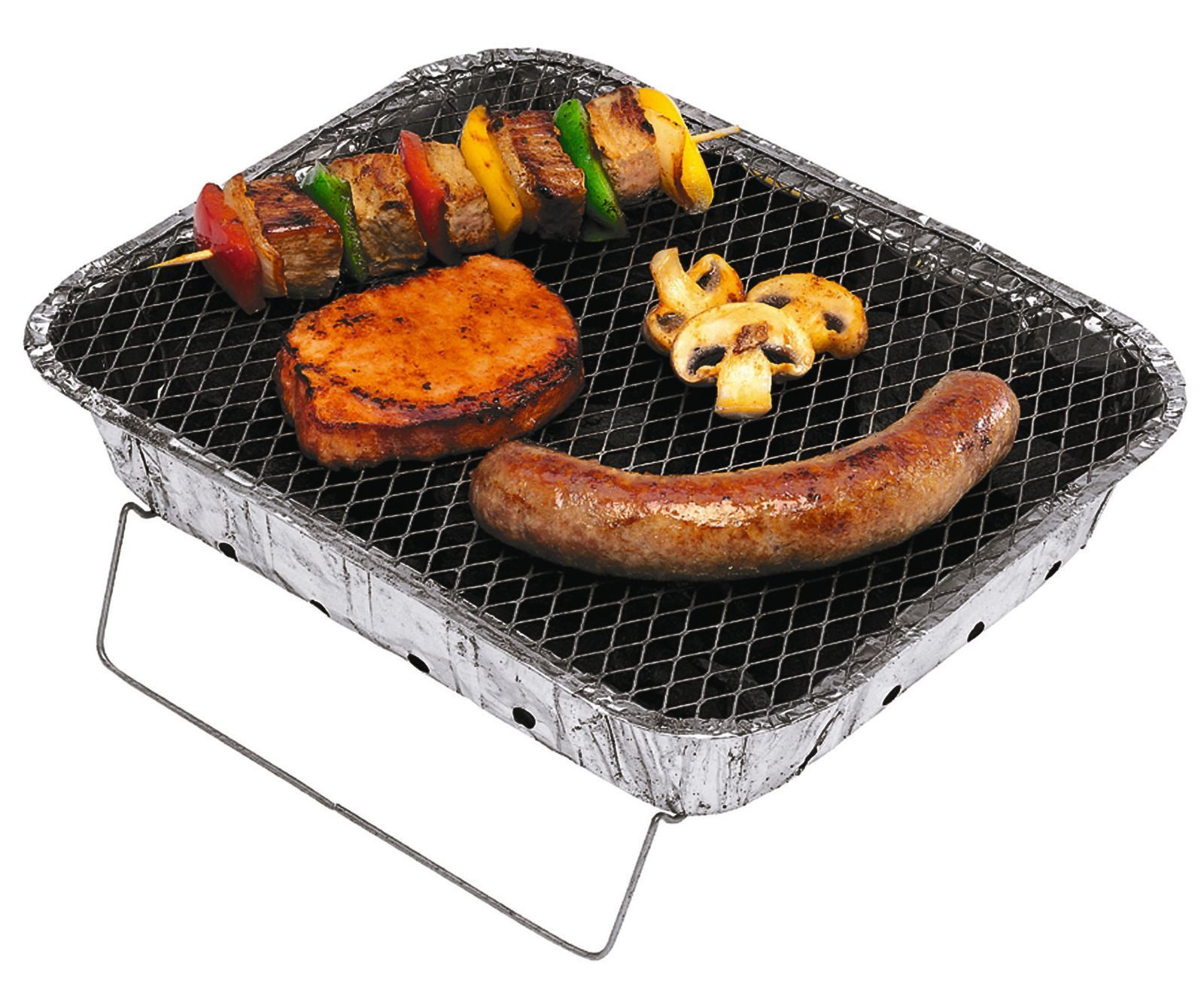 BURI Holzkohlegrill Einmal Grill 600g Holzkohle Alu Einweggrill