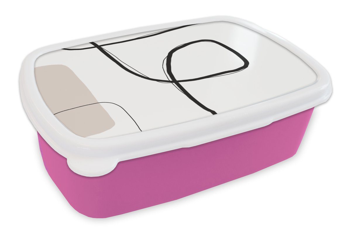 MuchoWow Lunchbox Abstrakt - Pastell - Minimalismus, Kunststoff, (2-tlg), Brotbox für Erwachsene, Brotdose Kinder, Snackbox, Mädchen, Kunststoff rosa | Lunchboxen