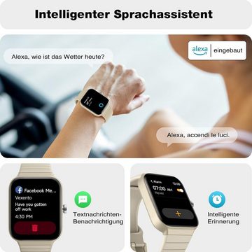 Fitpolo Smartwatch (1,8 Zoll, Android, iOS), mit Telefonfunktion Alexa Integriert, Fitnessuhr & IP68, Schrittzähler