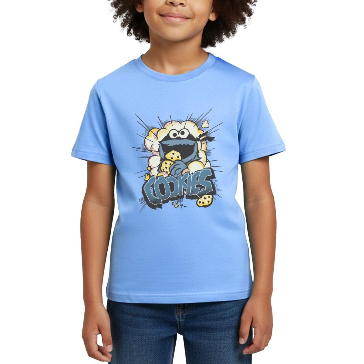 T-Shirt Sesamstraße Design Mit Krümelmonster Und Cookies Kinder T-Shirt