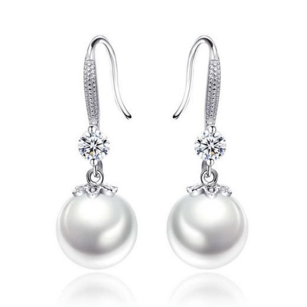 Fivejoy Paar Ohrhänger Paar Sterling Silber Ohrringe, Damen Perlen Ohrringe mit Mode-Anhänger, (1 Stück), Diamant Perlen Ohrringe, Frauen, Jahrestag, Geschenk