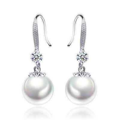 Fivejoy Paar Ohrhänger Paar Sterling Silber Ohrringe, Damen Perlen Ohrringe mit Mode-Anhänger, (1 Stück), Diamant Perlen Ohrringe, Frauen, Jahrestag, Geschenk