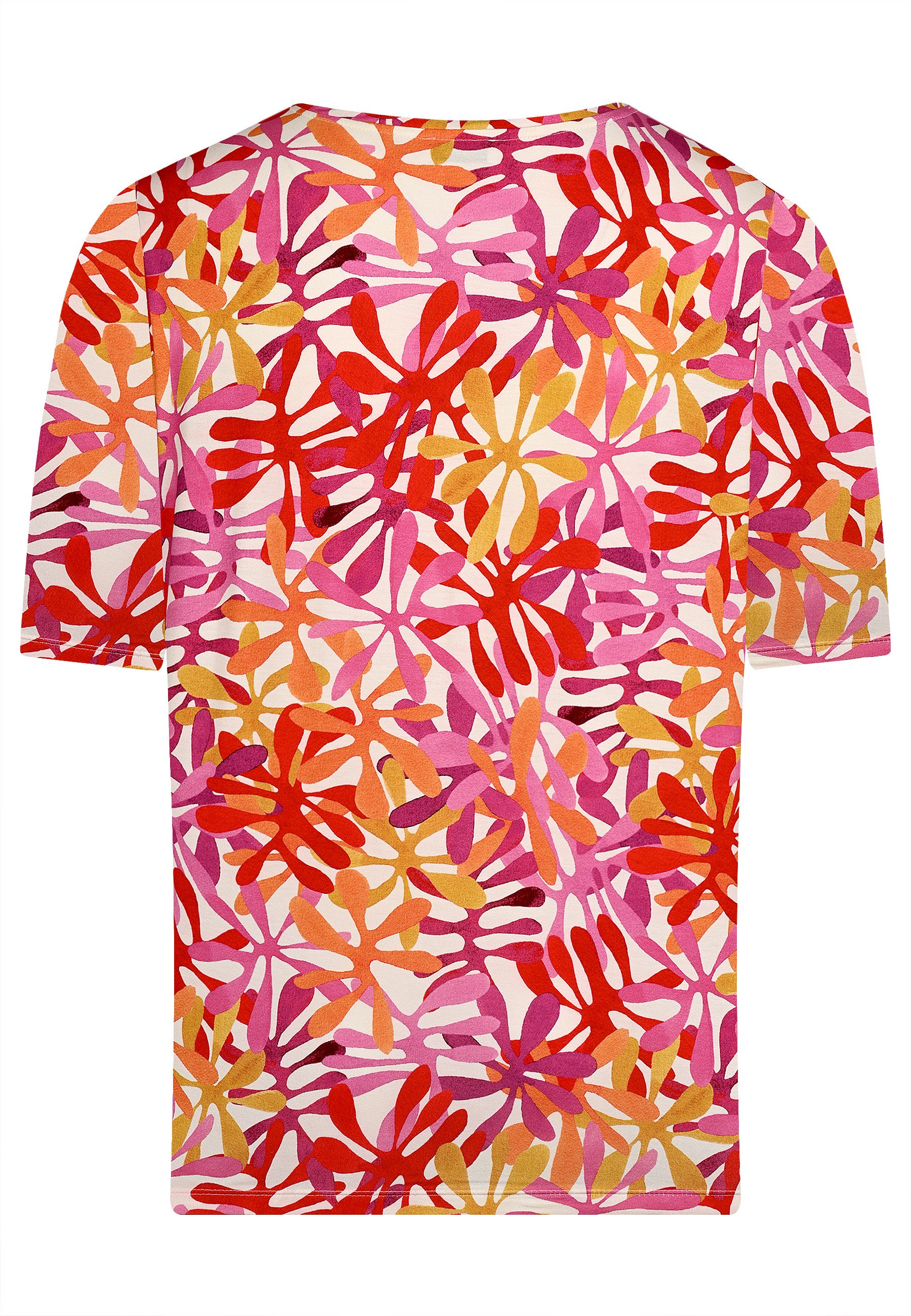 elanza T-Shirt Shirt mit Blüten-Print in Pink/Orange (1-tlg) günstig online kaufen