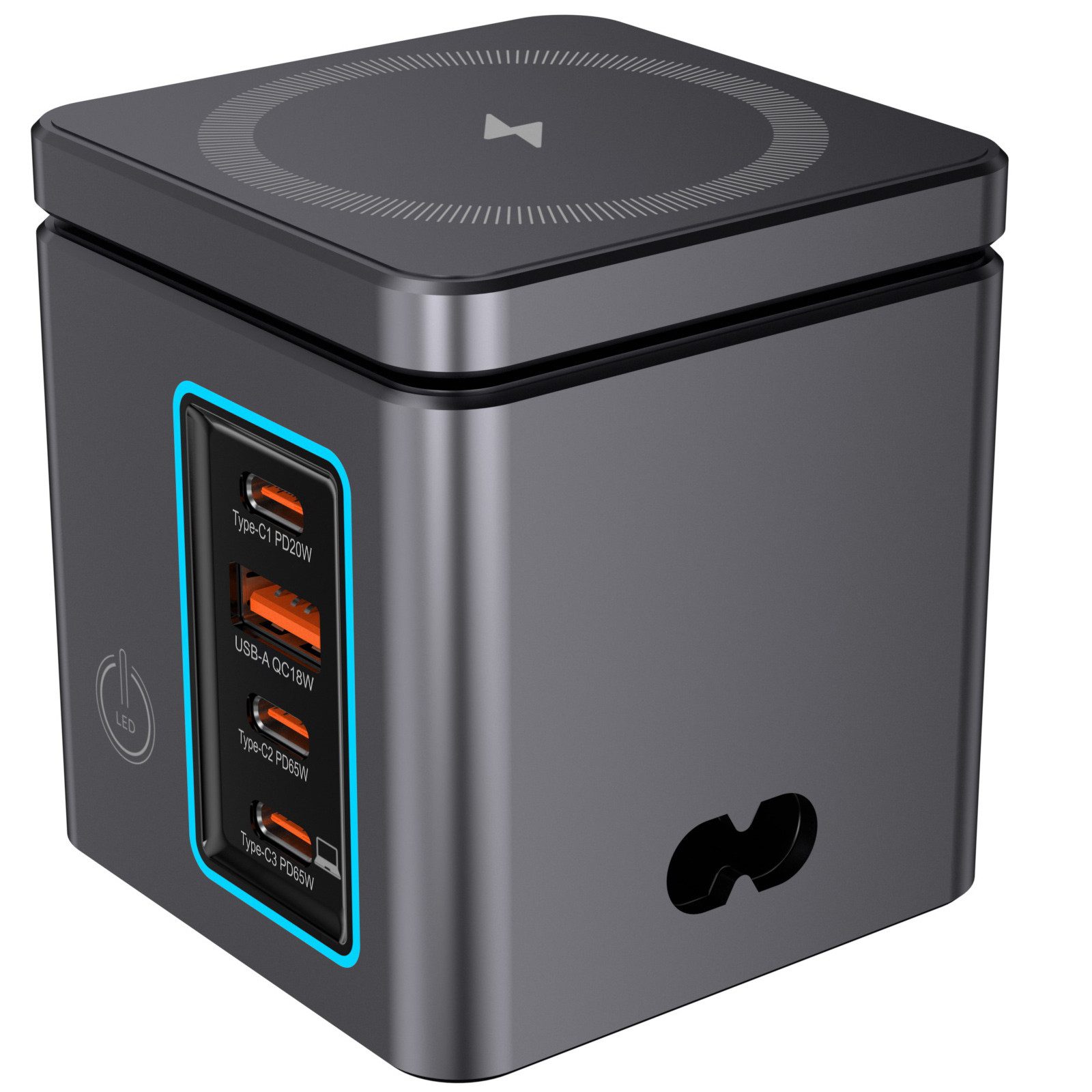 BLiTZWOLF i113 Max Ladestation (1-tlg., 6-in-1 GaN Desktop-Ladestation mit 105 W, Schnellladegerät kabellosem Laden für Smartphone, Tablet & Laptop)