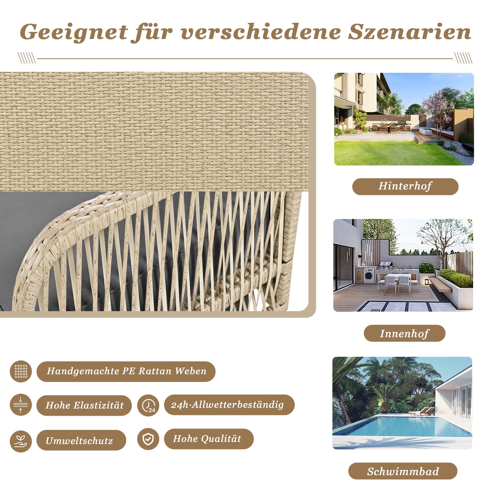 Merax Hollywoodschaukel aus Polyrattan, 2,00-Sitzer, Hängesessel günstig online kaufen