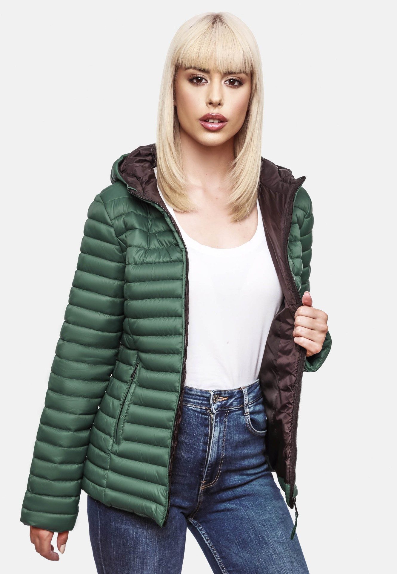 Marikoo Steppjacke Marikoo Asraa Damen Steppjacke B857 Übergangsjacke mit kontrastfarbendem Reißverschluss
