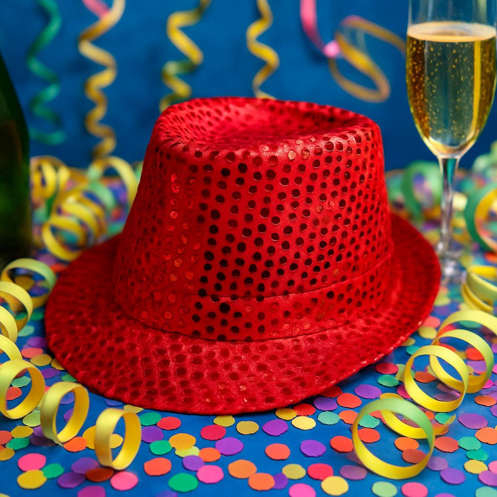 Folat Filzhut Glitzer Pailletten Partyhut für Damen & Herren Kostümaccessoire Funkelnd, leicht, vielseitig