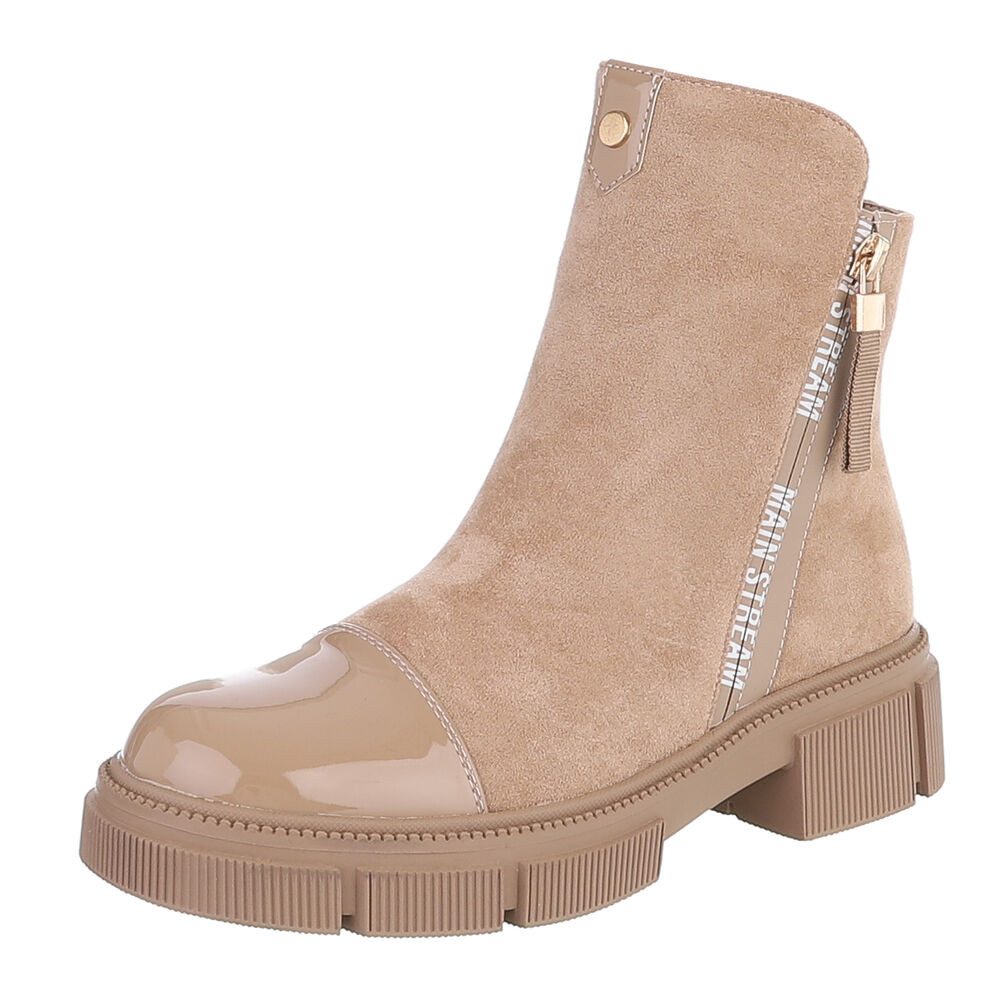 Ital-Design Damen Knöchelstiefel mit Blockabsatz und Reißverschluss Plateaustiefelette (92497498) Blockabsatz Stiefeletten in Hellbraun