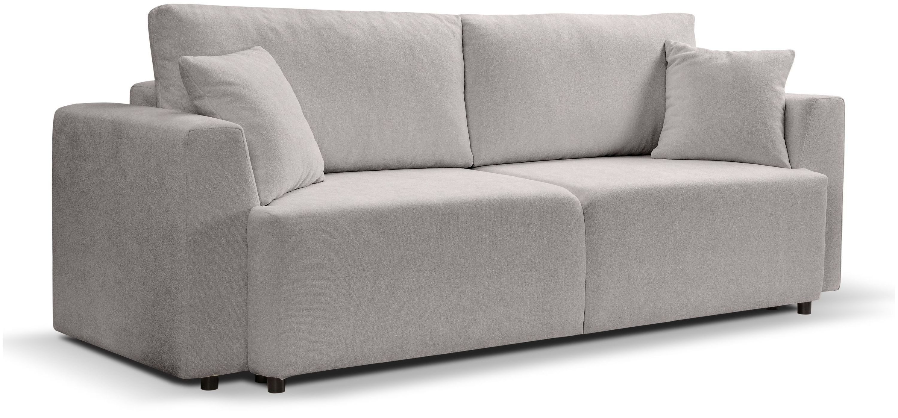 xonox.home Schlafsofa, 3 Sitzer aus Webstoff in hellgrau inkl. Zierkissen B/H/T: 250x95x99cm