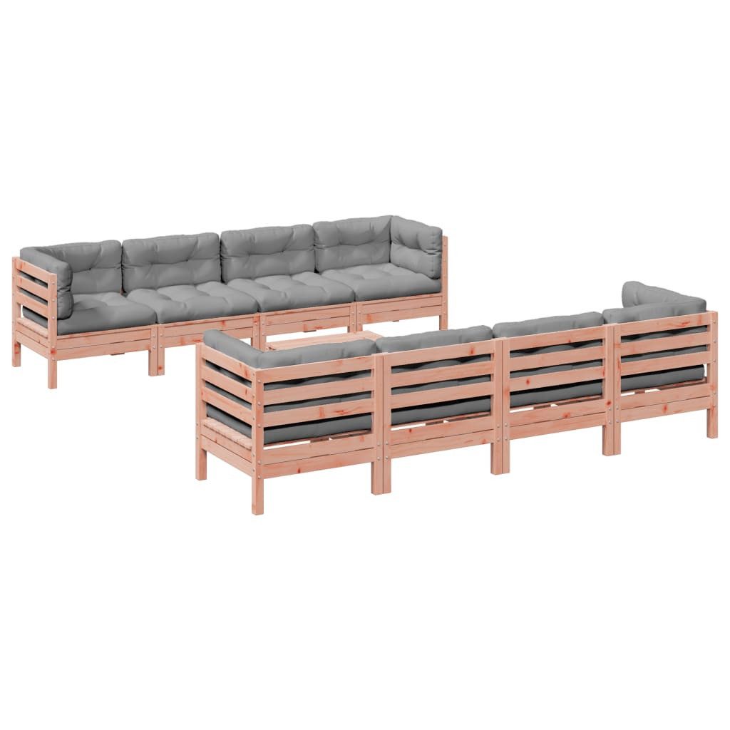 vidaXL Gartenlounge-Set 9-tlg. Garten-Sofagarnitur mit Kissen Massivholz Douglasie, (1-tlg)
