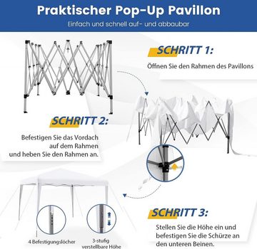 KOMFOTTEU Faltpavillon 2,95×2,95m, höhenverstellbar & wasserdicht, mit Sonnenschutz