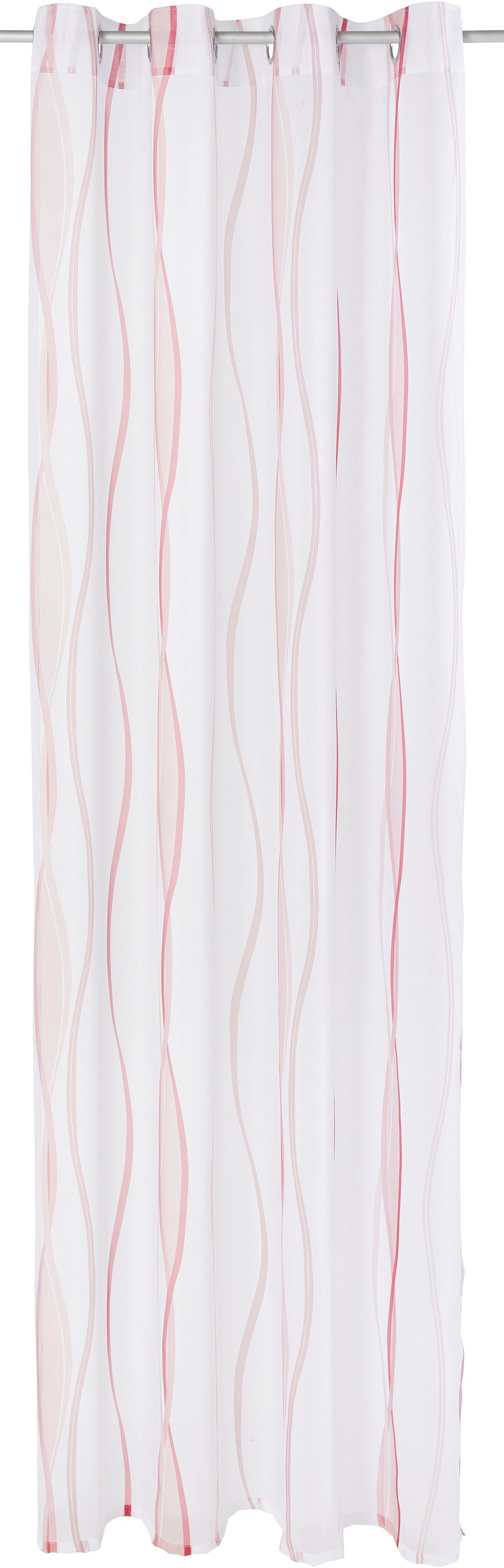 Gardine Dimona, my home, weiß/rosé Voile, Polyester, Set, Ösen (2 St), Voile, transparent, 2-er Wellen transparent