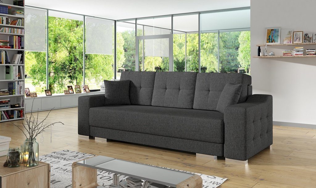 Siblo 3-Sitzer Elegantes Dreisitzer Sofa Malvina mit Schlaffunktion Graphit