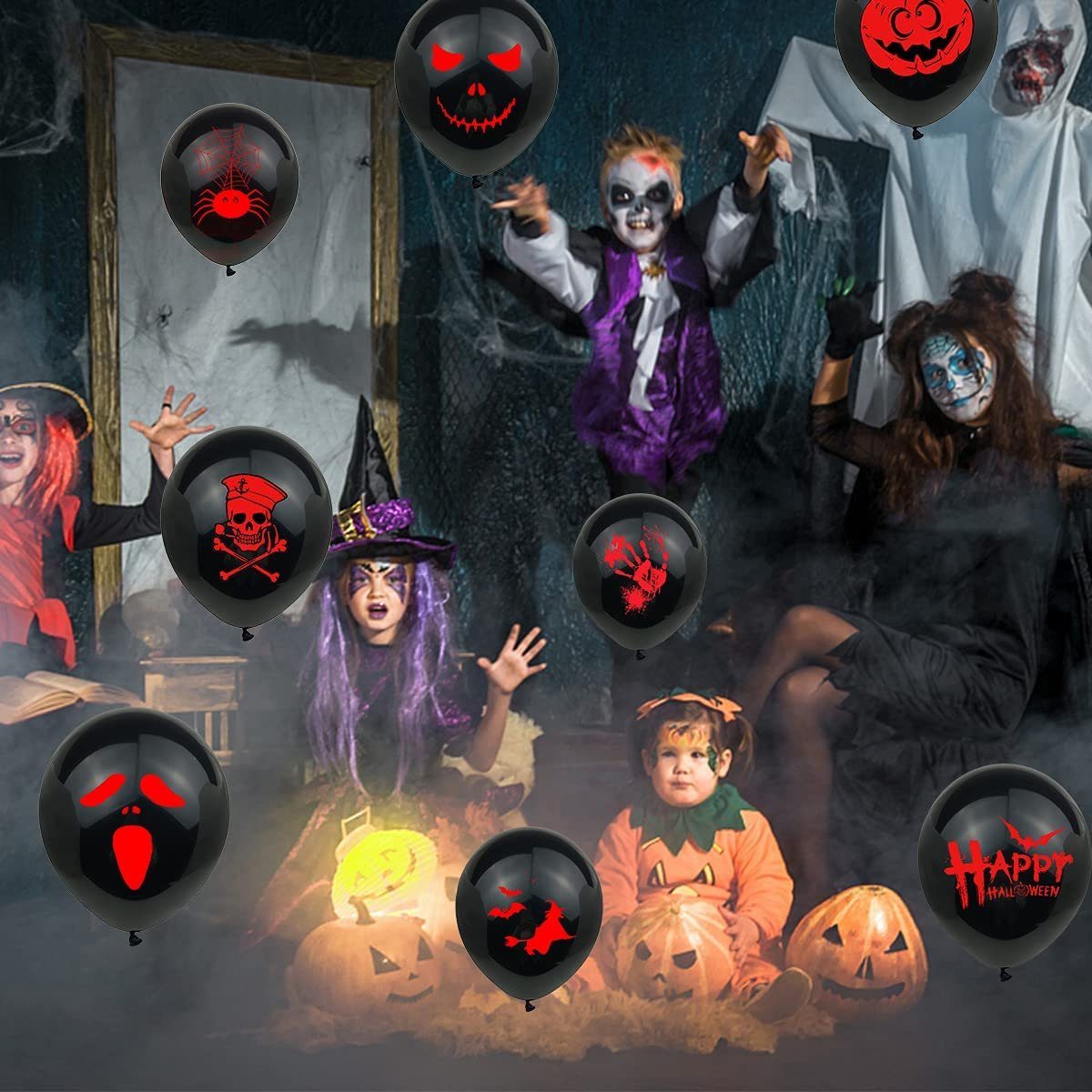 GelldG Dekoobjekt 60 Stück Halloween Halloween Deko Ballons Luftballons Halloween Set
