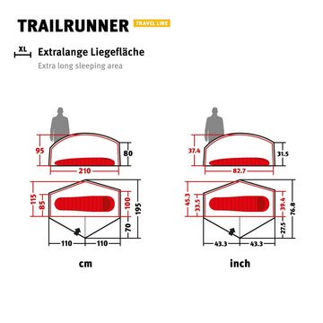 Wechsel Kuppelzelt Trekkingzelt Trailrunner 1-2 Personen, Camping Fahrrad Zelt Biwak 2,18 kg