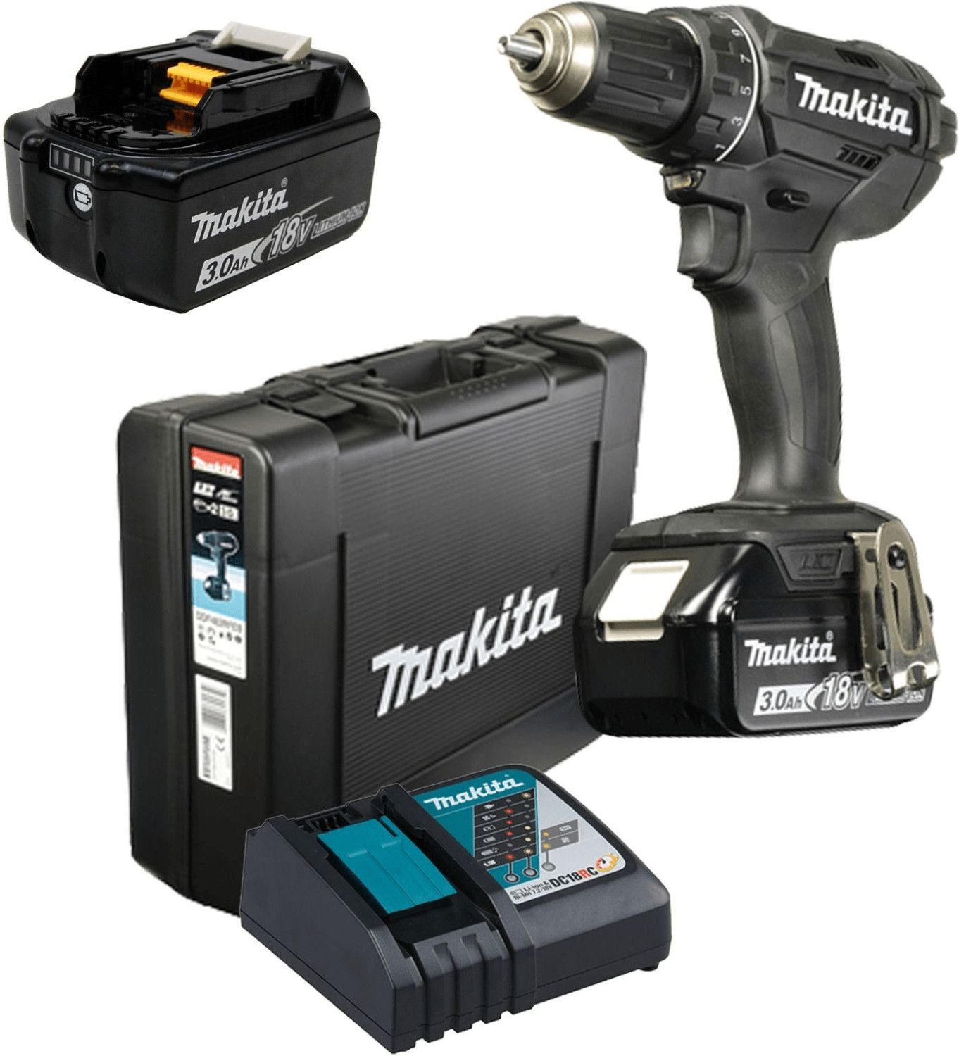 Makita Akku-Schrauber Akku-Bohrschrauber DDF482RFEB 18V, 1900 U/min, 62 Nm