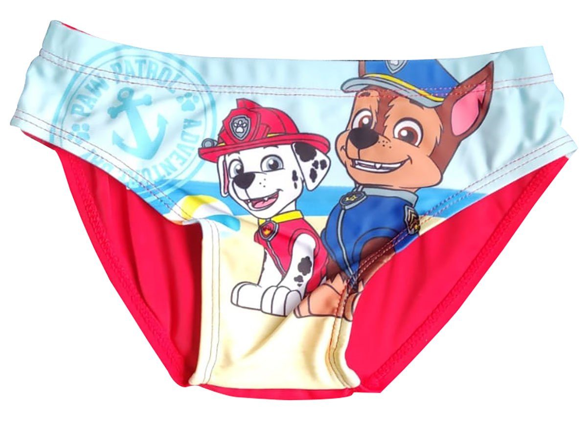 Badeslip Badehose Paw Patrol Chase und Marshall Jungen Schwimmhose rot Größe 74