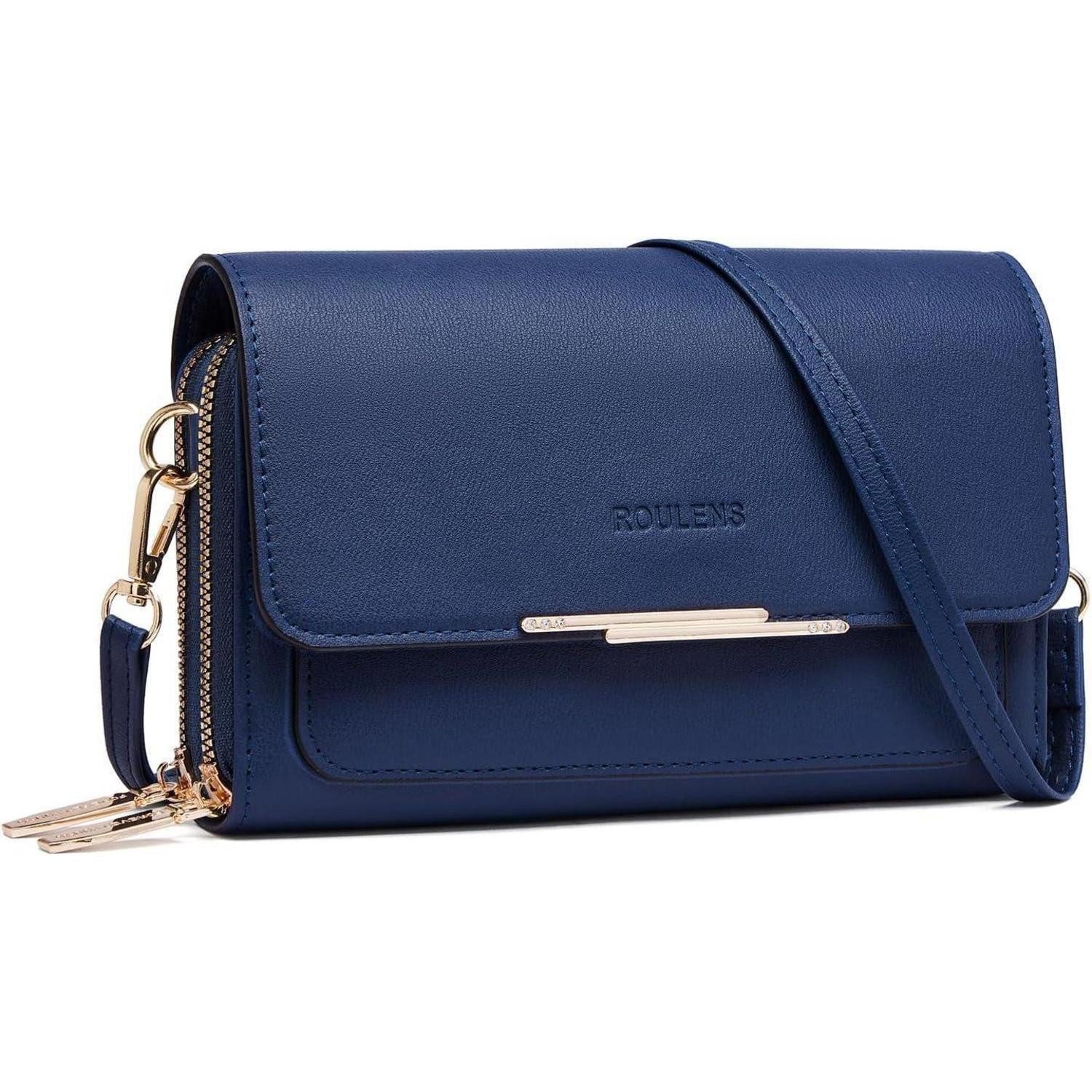 LuxusKollektion Handytasche Damen PU Leder Umhängetasche Handy Crossbody Blau