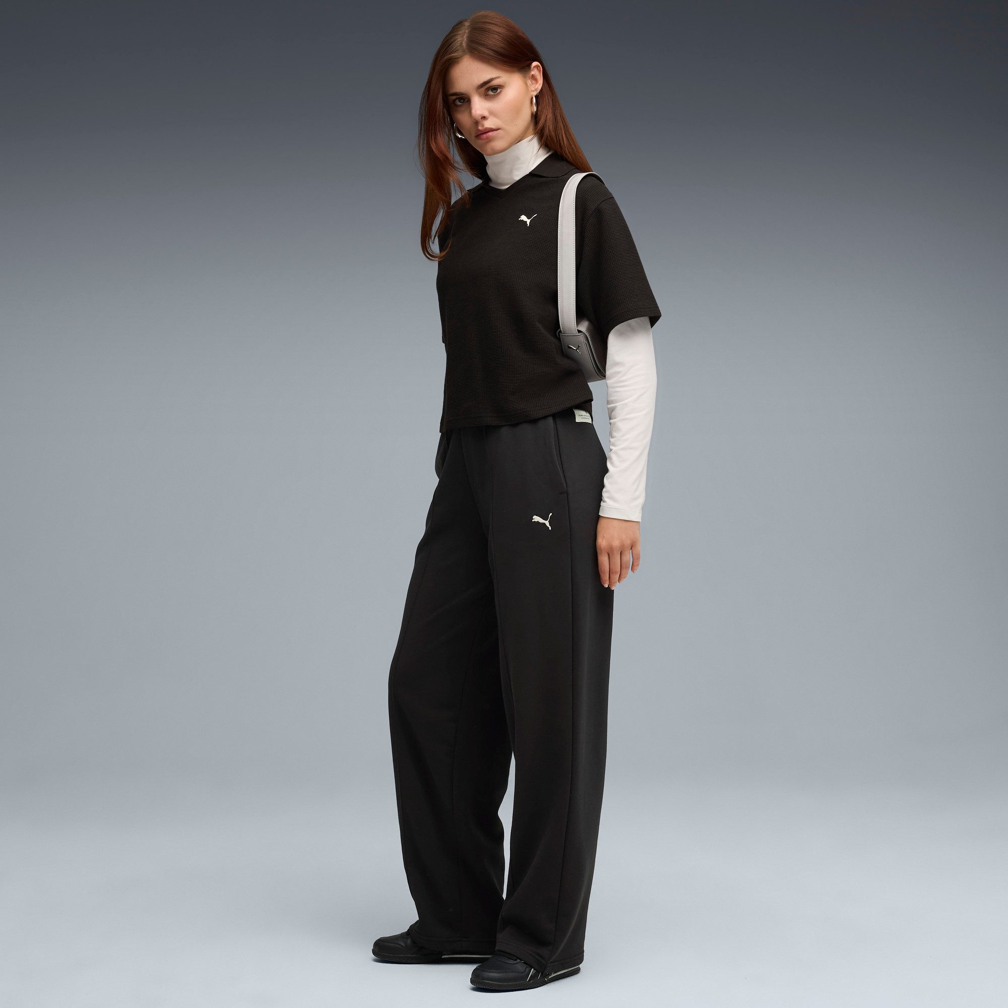 PUMA Trainingshose CLASS COMFORT PINNACLE HIGH-WAIST STRAIGHT PANTS TR OP mit Eingrifftaschen, aus Baumwollmischung, pflegeleicht