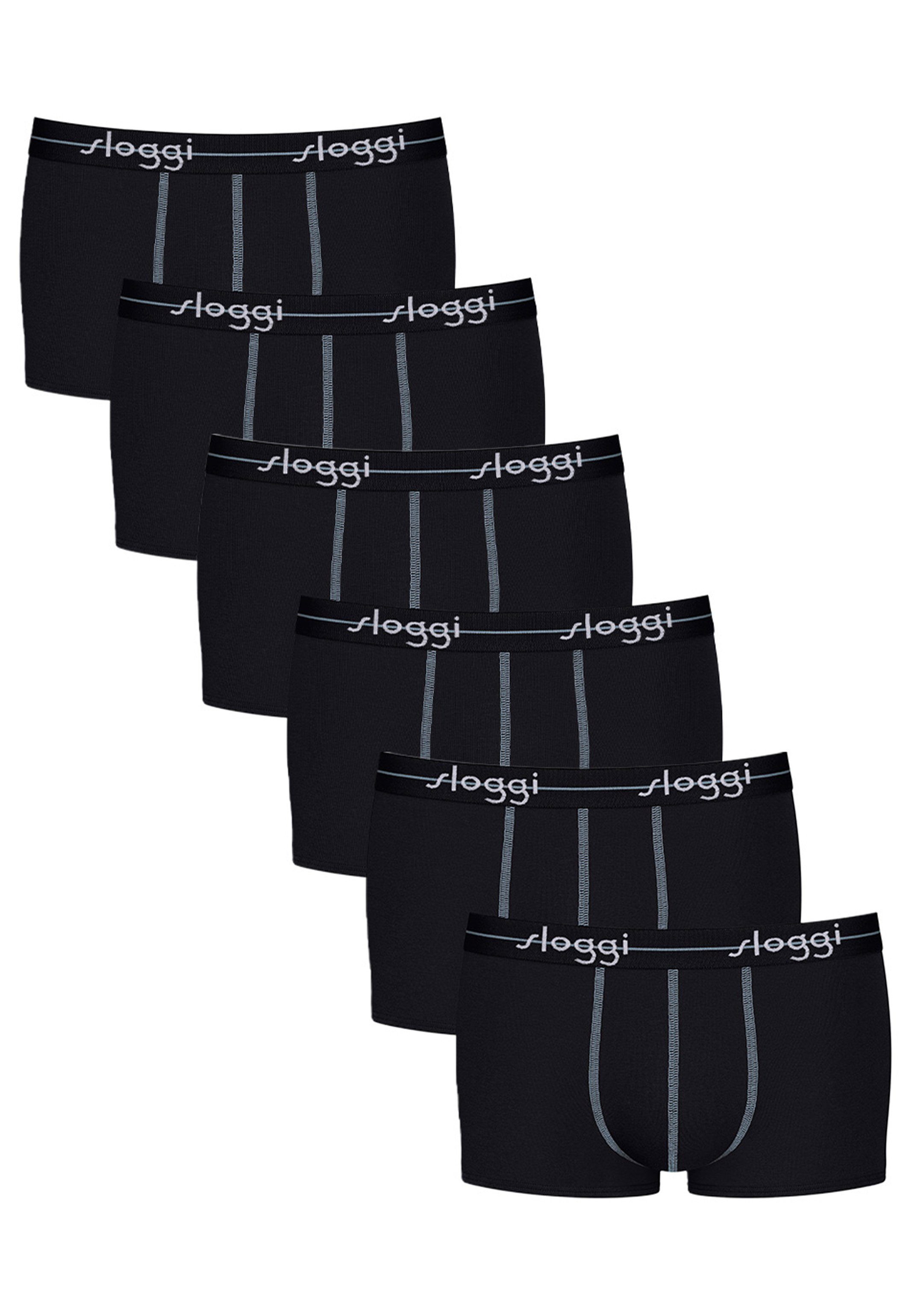 Sloggi Retro Boxer 6er Pack Start (Spar-Set, 6-St) Hipster / Pant - Baumwolle - Ohne Eingriff - Extra weiches Taillenband Schwarz